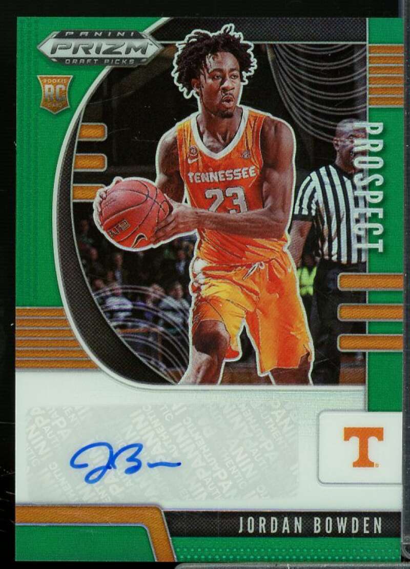 Jordan Bowden 2020-21 Panini Prizm Draft Picks Prospect Autographs Green #79  Image 1