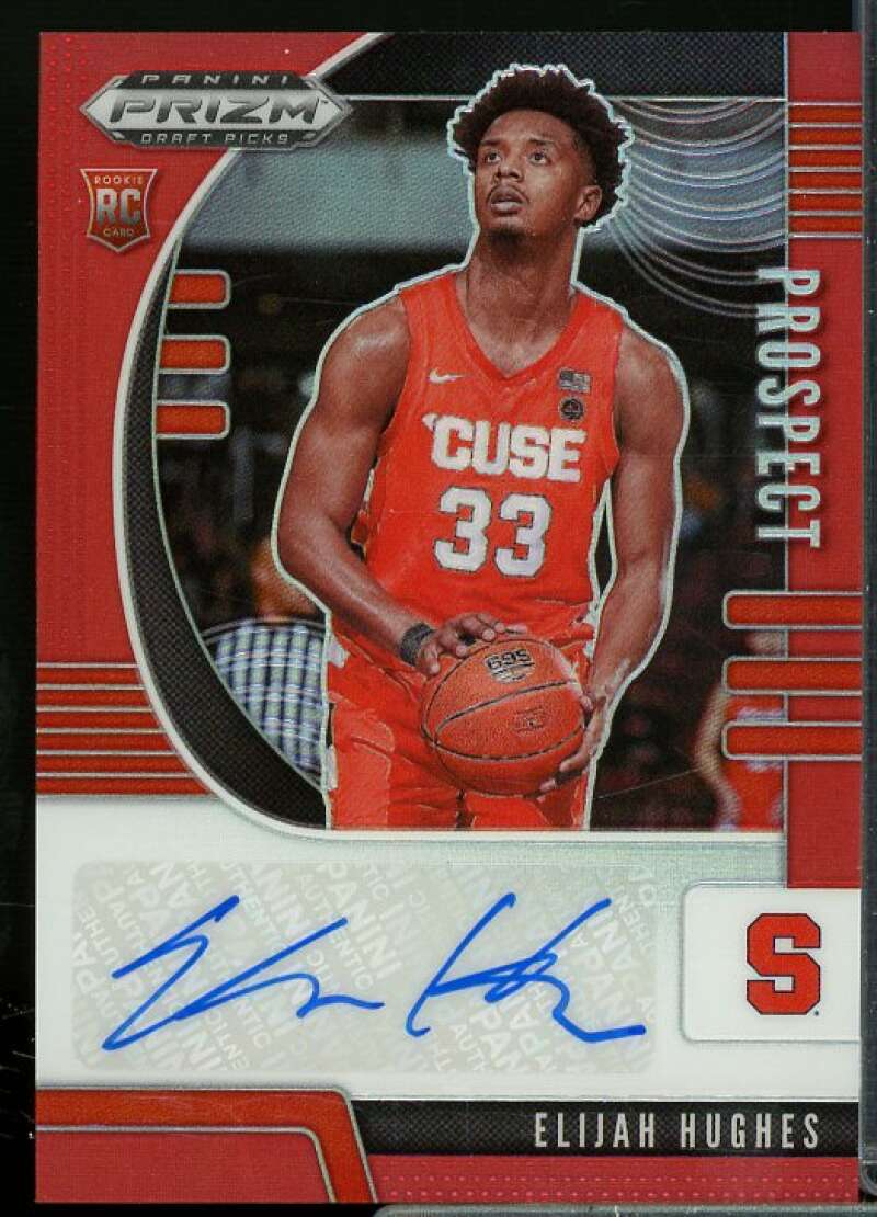 Elijah Hughes Card 2020-21 Panini Prizm Draft Picks Prospect Autographs Red #45  Image 1