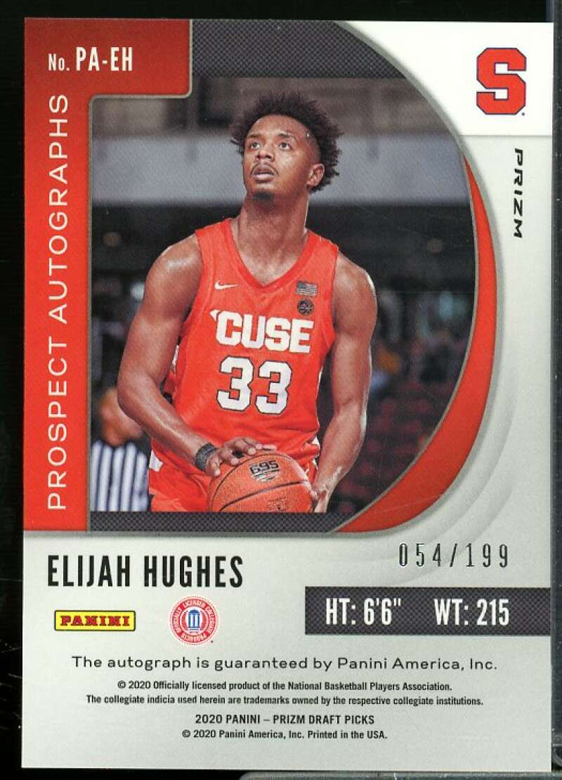 Elijah Hughes Card 2020-21 Panini Prizm Draft Picks Prospect Autographs Red #45  Image 2