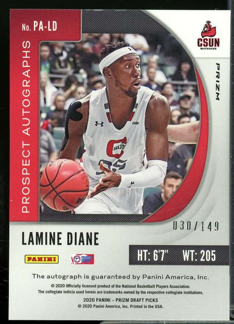 Lamine Diane Card 2020-21 Panini Prizm Draft Picks Prospect Autographs Blue #29  Image 2