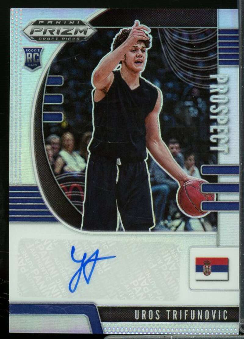 Uros Trifunovic 2020-21 Panini Prizm Draft Picks Prospect Autographs Silver #90  Image 1