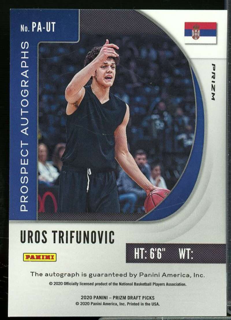 Uros Trifunovic 2020-21 Panini Prizm Draft Picks Prospect Autographs Silver #90  Image 2