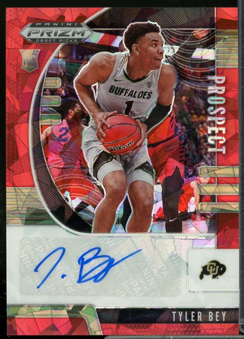 Tyler Bey Card 2020-21 Panini Prizm Draft Picks Prospect Autographs Red Ice #35  Image 1