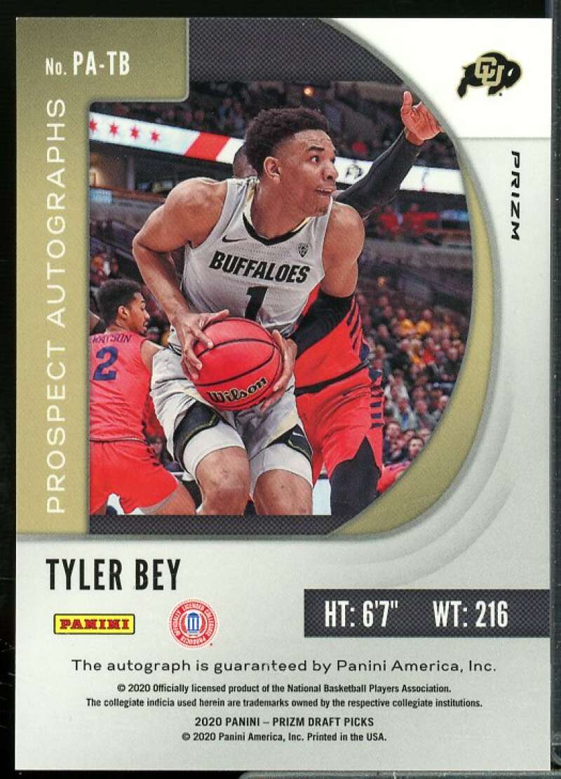 Tyler Bey Card 2020-21 Panini Prizm Draft Picks Prospect Autographs Red Ice #35  Image 2