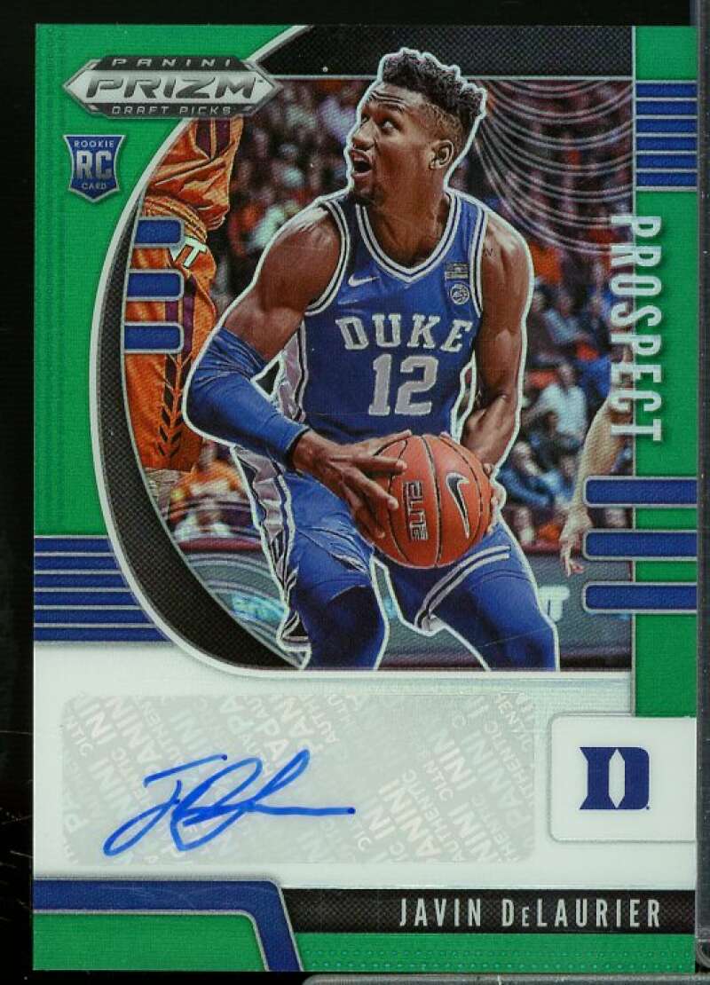 Javin DeLaurier 2020-21 Panini Prizm Draft Picks Prospect Autographs Green #40  Image 1