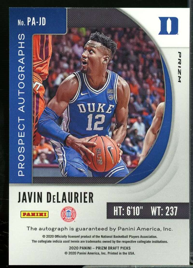 Javin DeLaurier 2020-21 Panini Prizm Draft Picks Prospect Autographs Green #40  Image 2