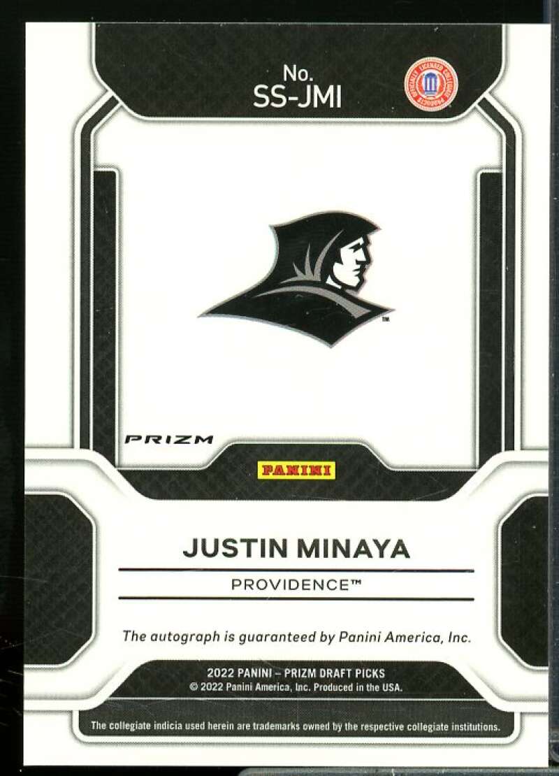 Justin Minaya 2022-23 Panini Prizm Draft Picks Sensational Signatures Green #42  Image 2