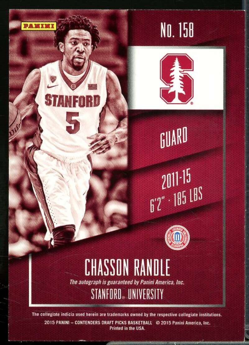 Chasson Randle AU 2015-16 Panini Contenders Draft Picks Ticket Blue Foil #158  Image 2