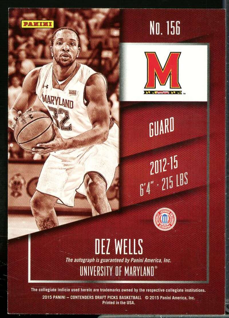 Dez Wells AU 2015-16 Panini Contenders Draft Picks Draft Ticket Red Foil #156  Image 2