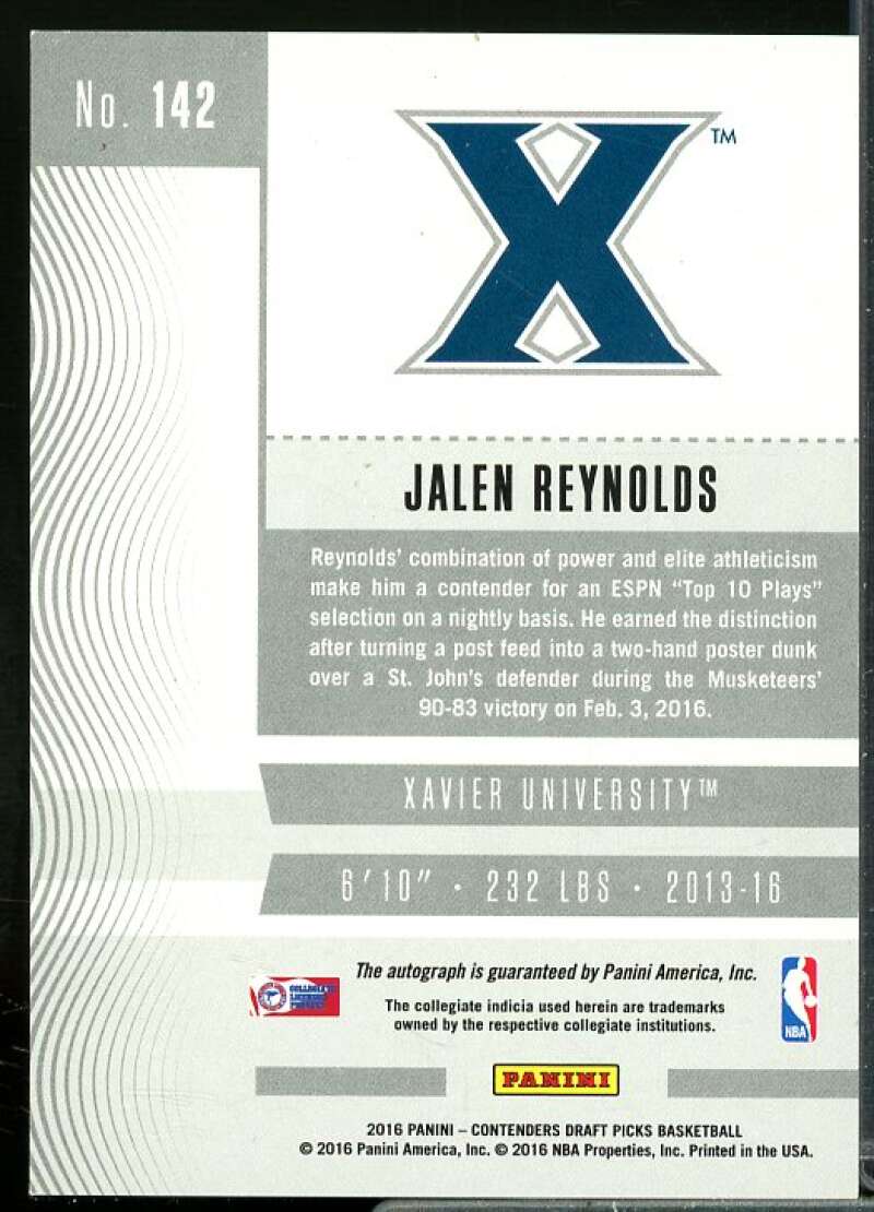 Jalen Reynolds AU 2016-17 Panini Contenders Draft Picks Draft Blue Foil #142A  Image 2