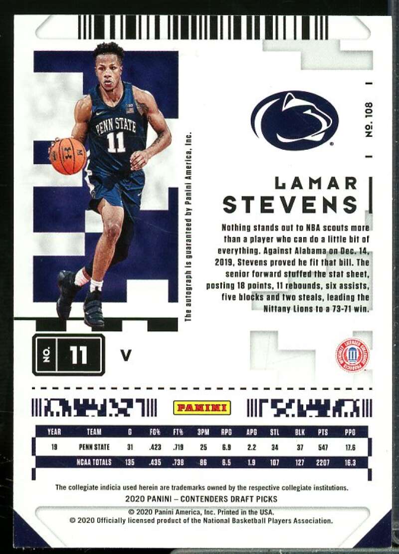 Lamar Stevens AU Rookie Card 2020-21 Panini Contenders Draft Picks #108  Image 2