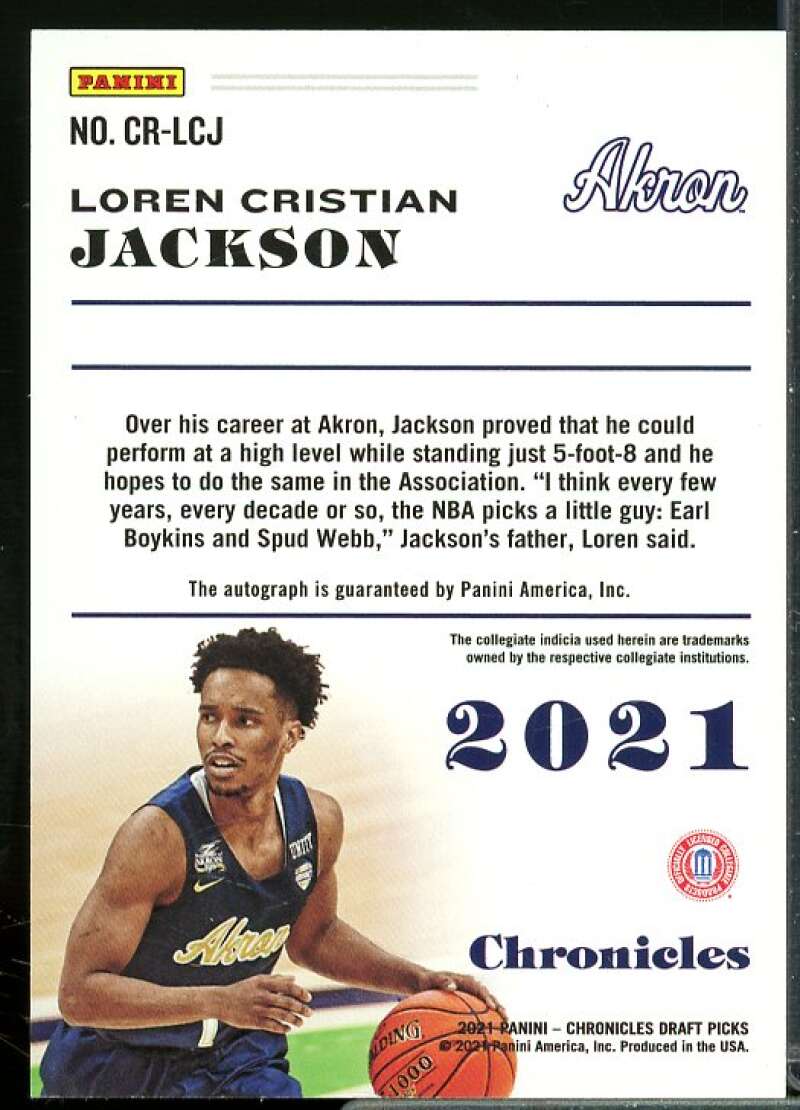 Loren Cristian Jackson 2021-22 Panini Chronicles Draft Rookie Signatures #28  Image 2