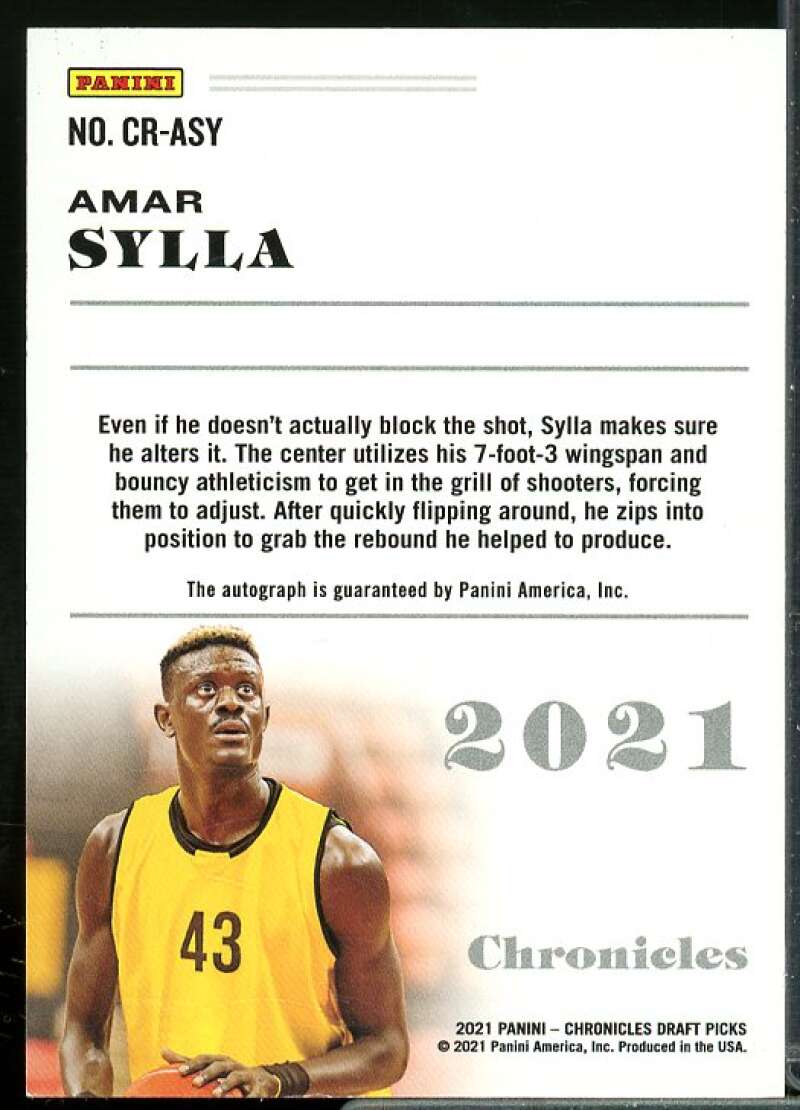 Amar Sylla 2021-22 Panini Chronicles Draft Pick Chronicles Rookie Signatures #4  Image 2