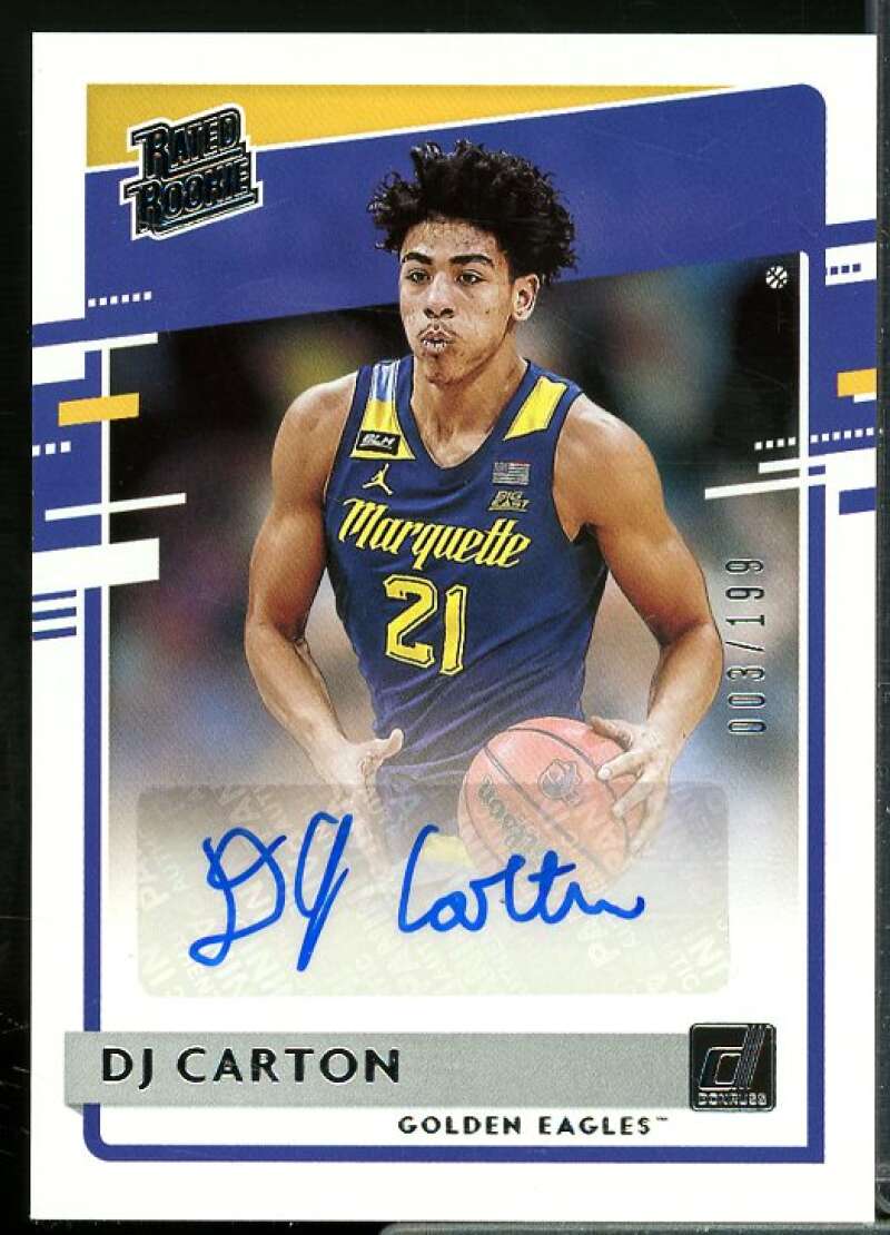 DJ Carton 2021-22 Panini Chronicles Draft Donruss Rated Rookie Autographs #16  Image 1