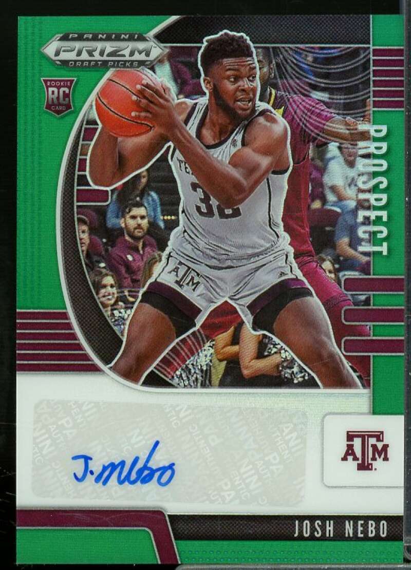 Josh Nebo Rookie 2020-21 Panini Prizm Draft Picks Prospect Autographs Green #74  Image 1