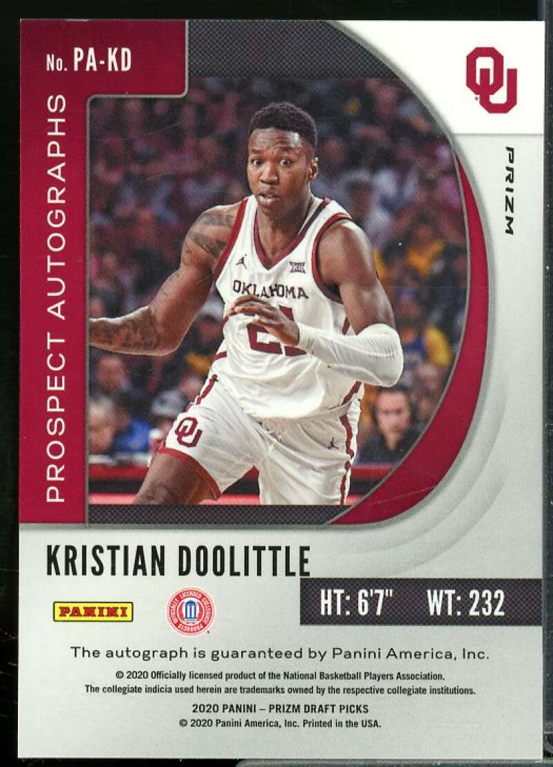 Kristian Doolittle 2020-21 Panini Prizm Draft Prospect Autographs Pink Ice #75  Image 2