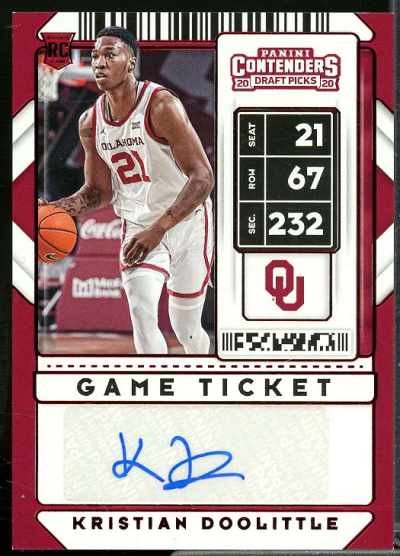 Kristian Doolittle AU 2020-21 Panini Contender Draft Picks Game Ticket Red #117  Image 1