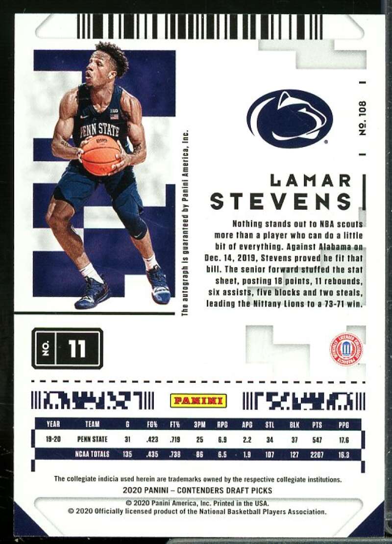 Lamar Stevens AU Rookie Card 2020-21 Panini Contenders Draft Picks #108  Image 2