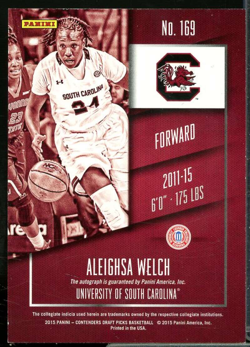 Aleighsa Welch AU Rookie Card 2015-16 Panini Contenders Draft Picks #169  Image 2