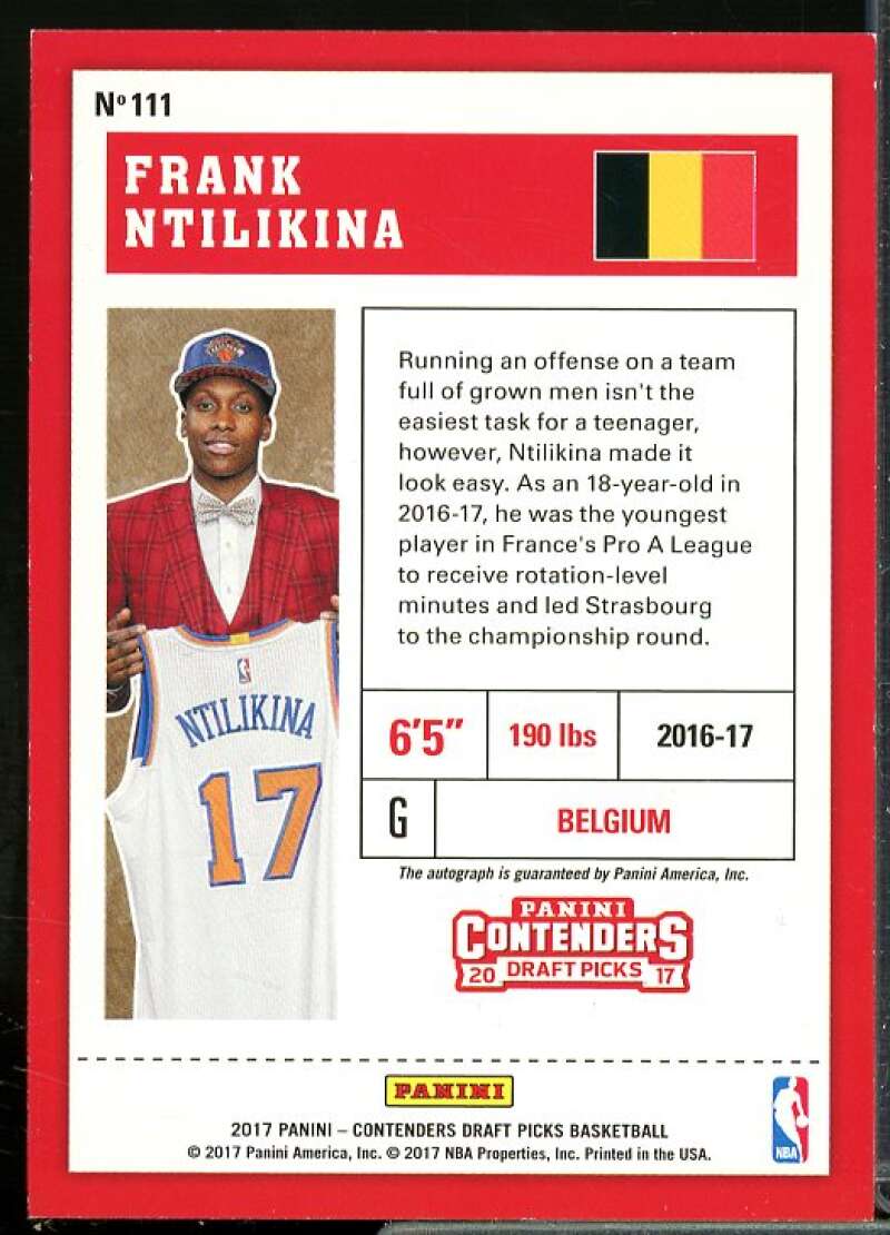 Frank Ntilikina AU Rookie Card 2017-18 Panini Contenders Draft Picks #111  Image 2