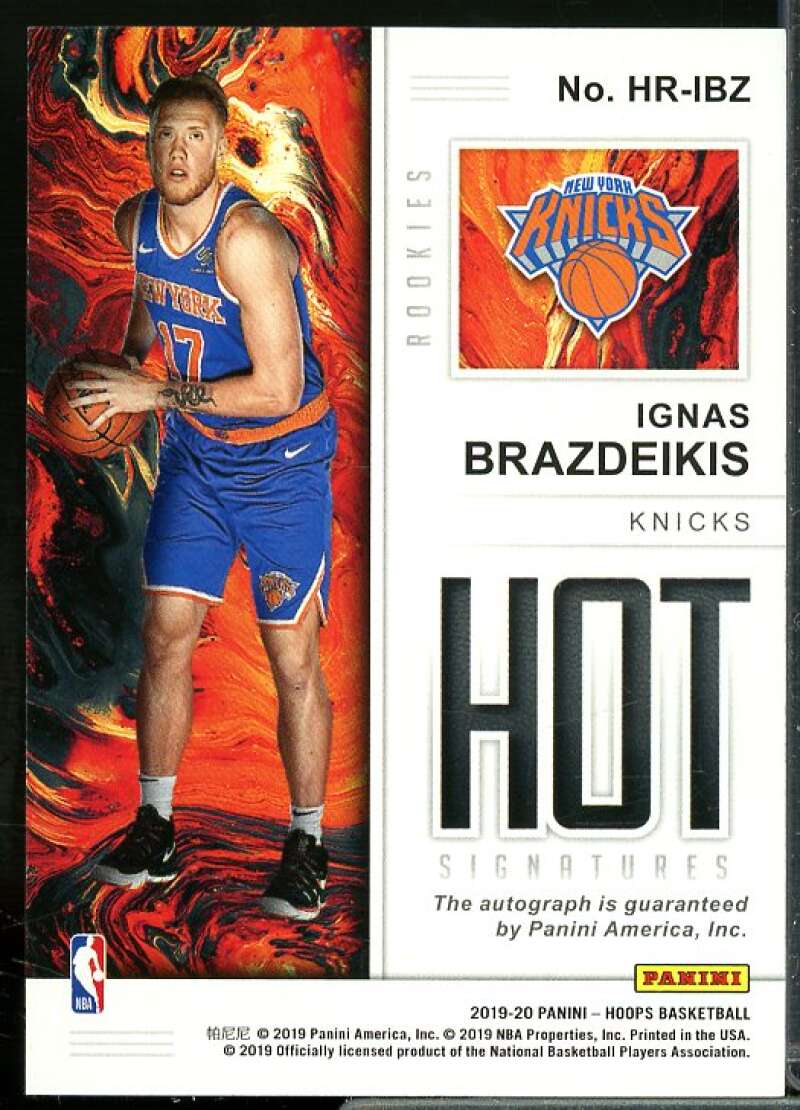 Ignas Brazdeikis Card 2019-20 Hoops Hot Signatures Rookies #8  Image 2