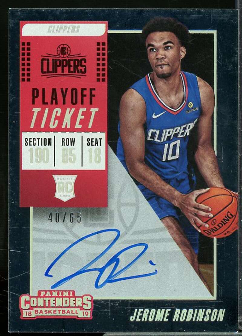 Jerome Robinson AU Rookie Card 2018-19 Panini Contenders Playoff Ticket #126  Image 1