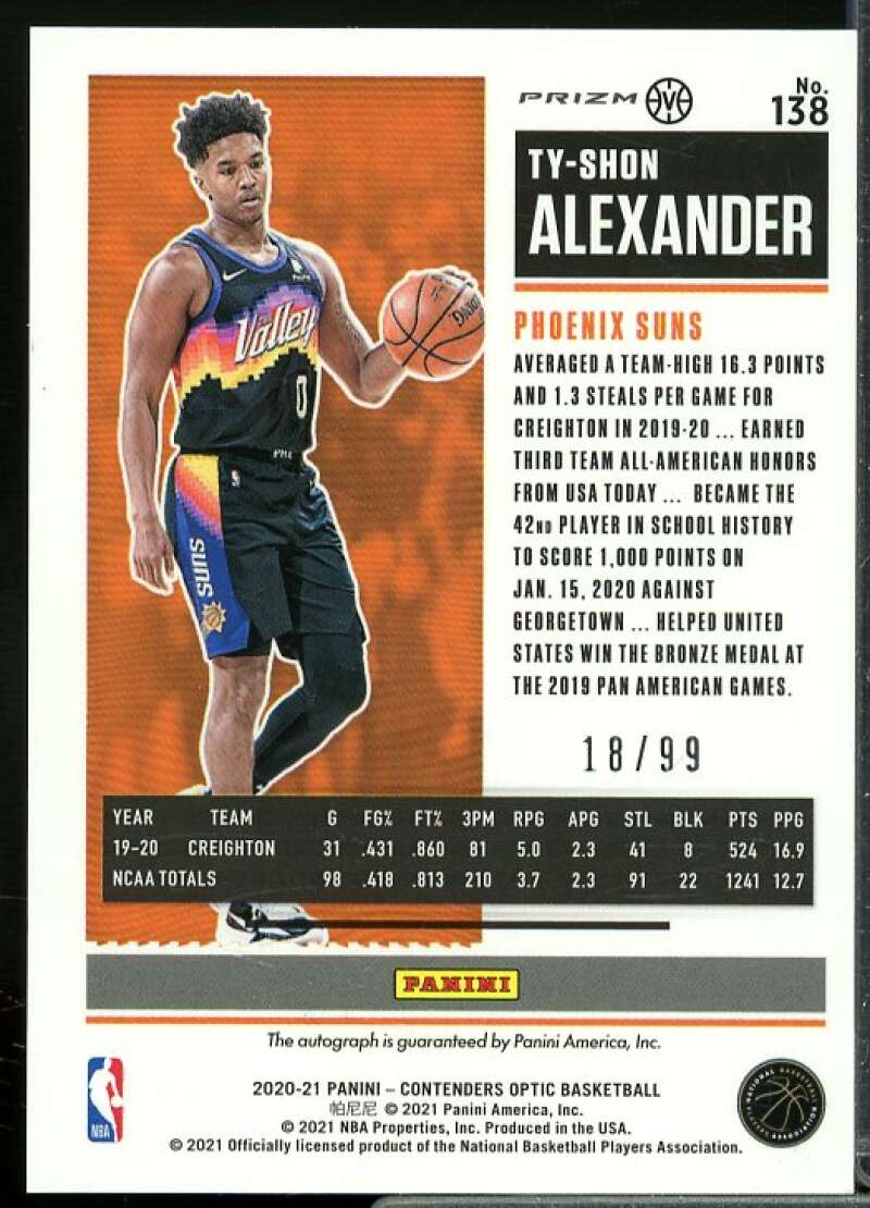 Ty-Shon Alexander AU/99 2020-21 Panini Contenders Optic Variations Red #138  Image 2