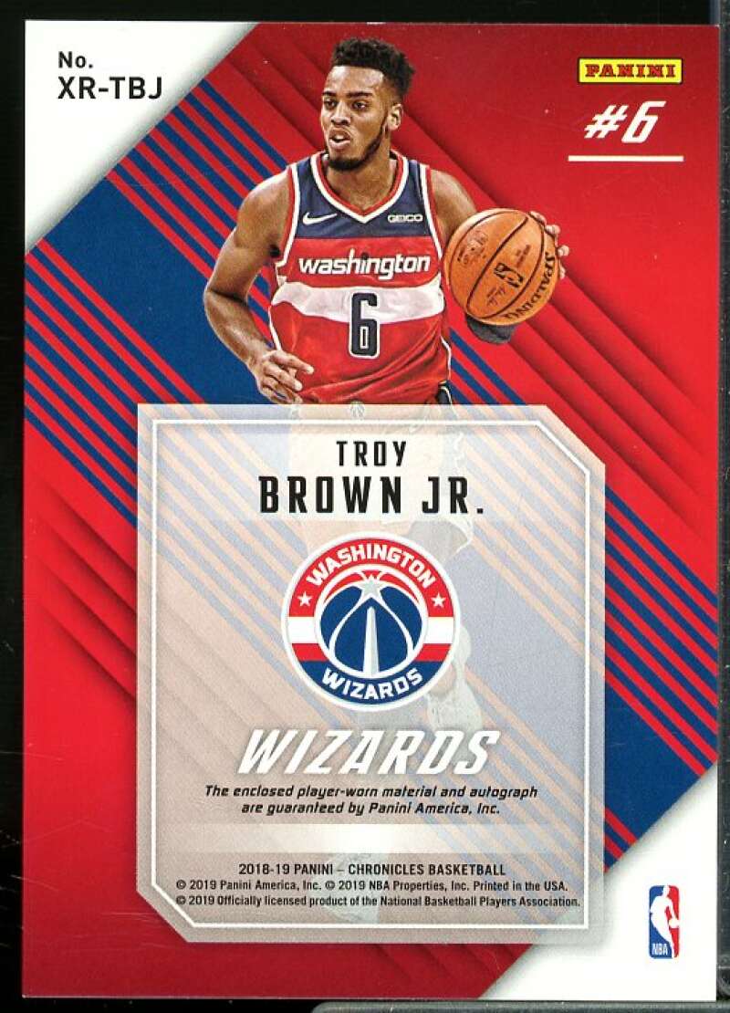 Troy Brown Jr. 2018-19 Panini Chronicles XR Rookie Jumbo Swatch Auto Red #15  Image 2