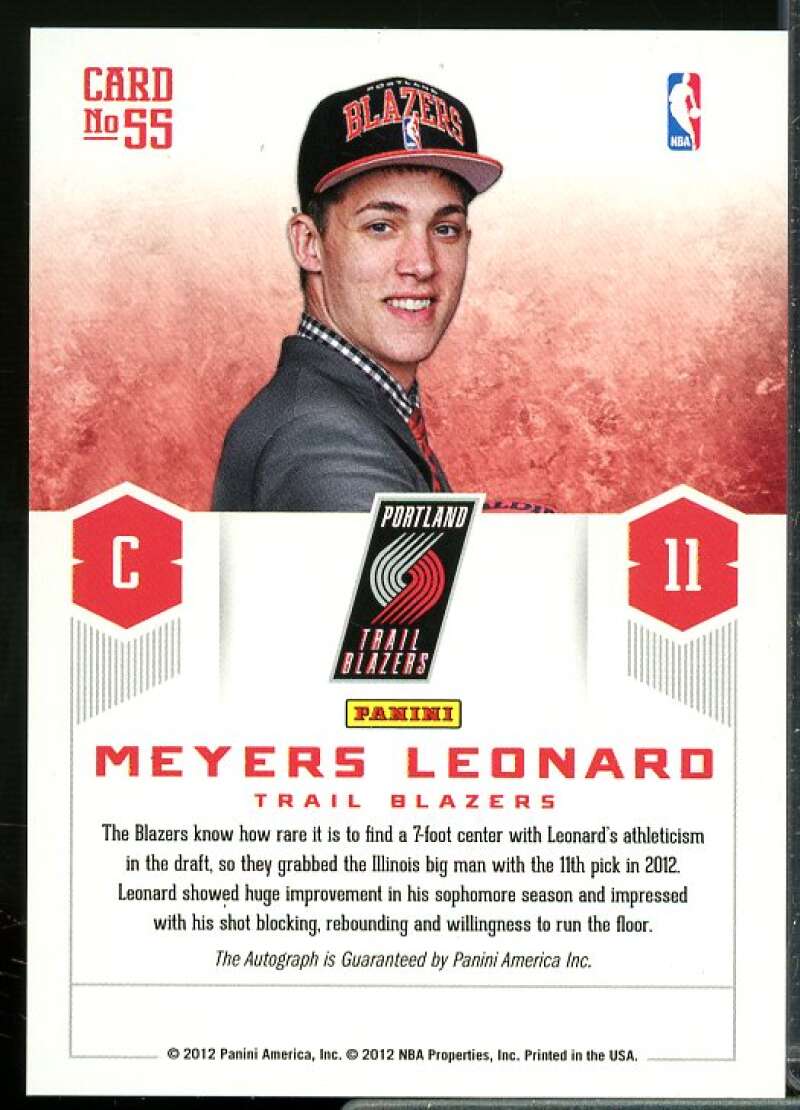 Meyers Leonard Rookie Card 2012-13 Prestige Prestigious Picks Signatures #55  Image 2