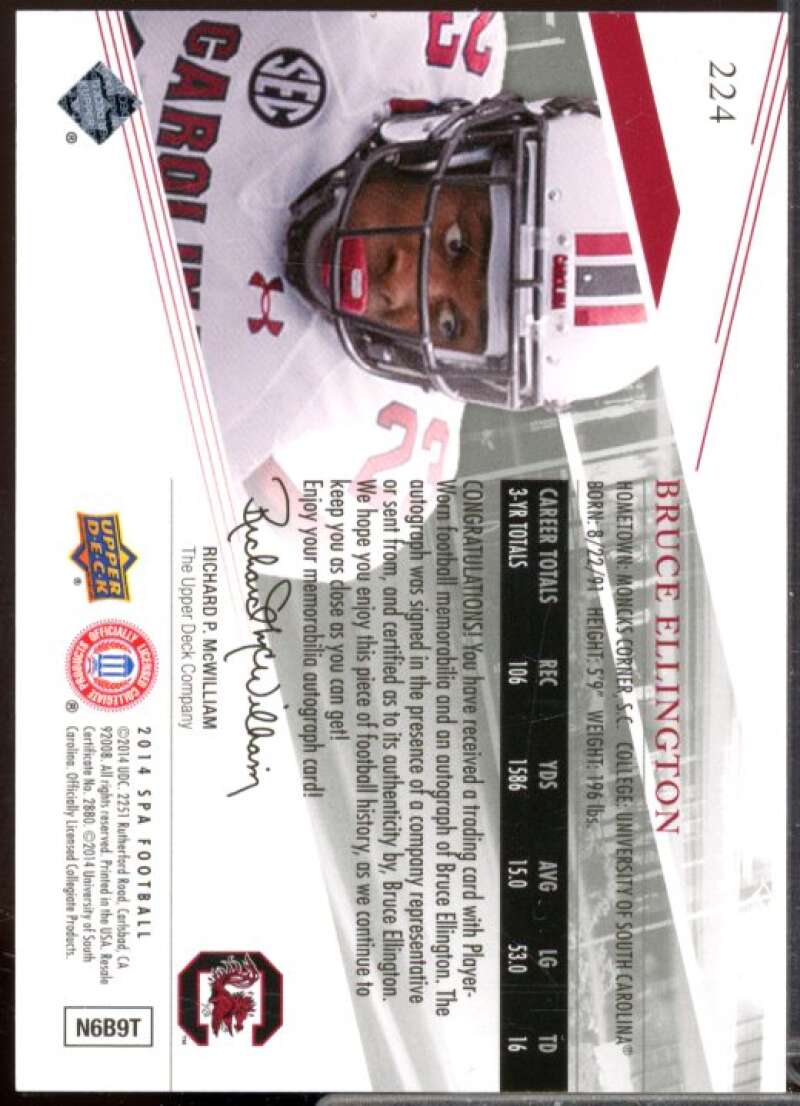 Bruce Ellington Rookie JSY AU/550 Card 2014 SP Authentic #224  Image 2