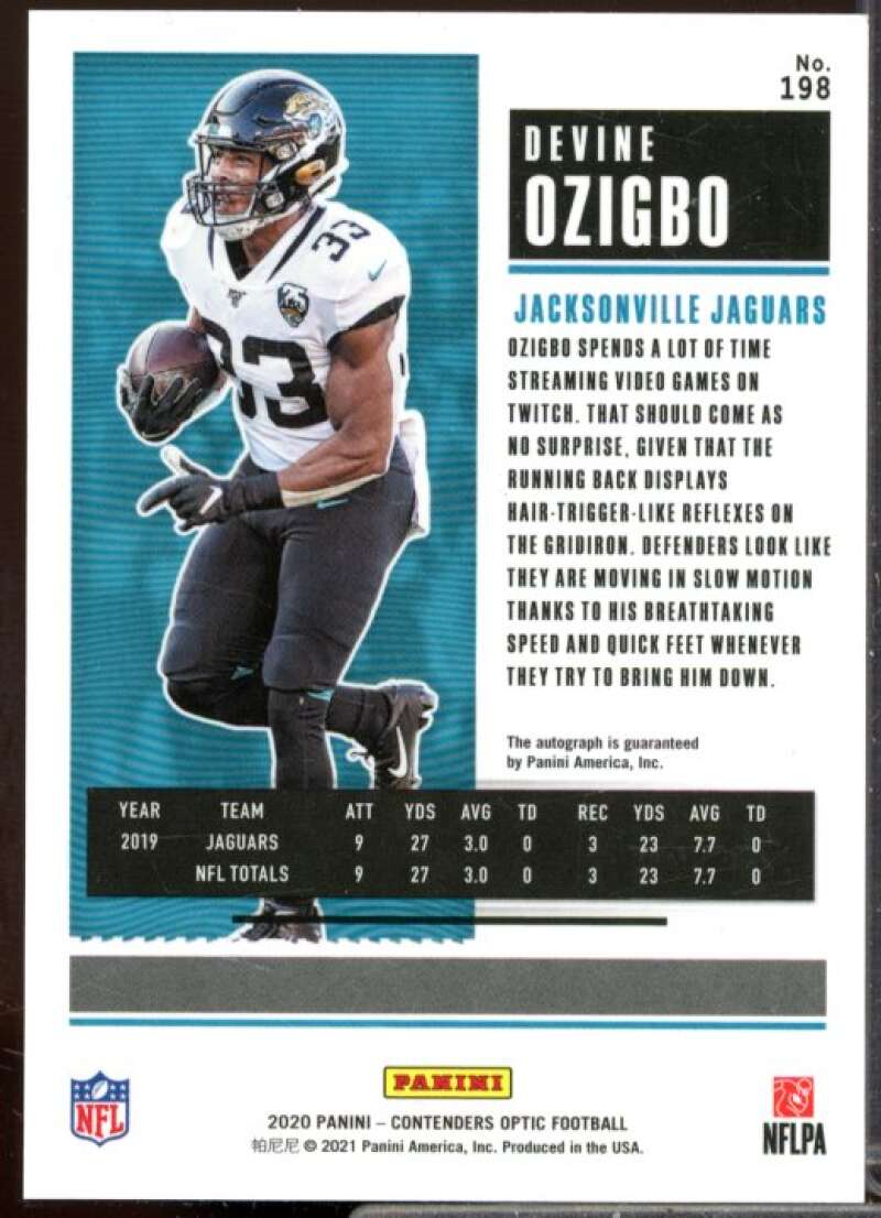 Devine Ozigbo AU Rookie Card 2020 Panini Contenders Optic #198  Image 2