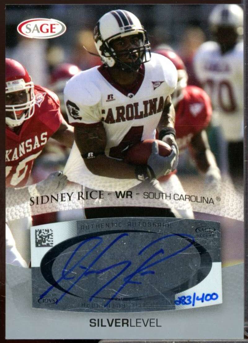 Sidney Rice Rookie Card 2007 SAGE Autographs Silver #A44  Image 1