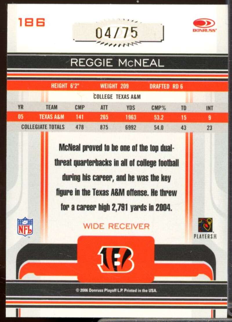 Reggie McNeal/75 Rookie 2006 Donruss Gridiron Gear Autograph Gold Holofoil #186  Image 2