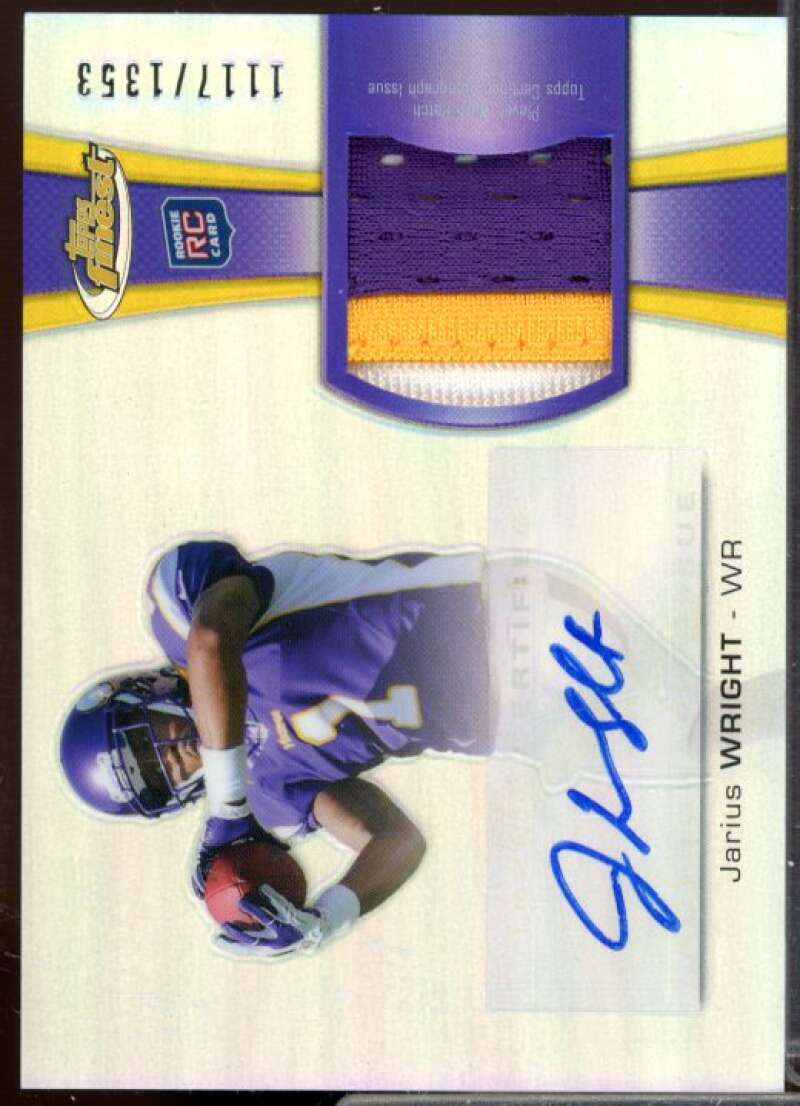 Jarius Wright/1353 Rookie 2012 Finest Rookie Patch Autographs Refractors #RAPJW  Image 1