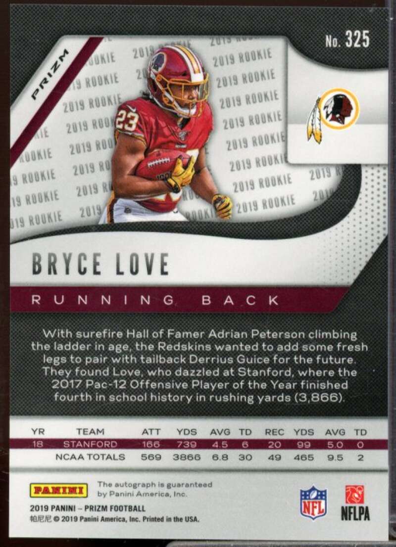 Bryce Love Rookie Card 2019 Panini Prizm Rookie Autographs #325  Image 2