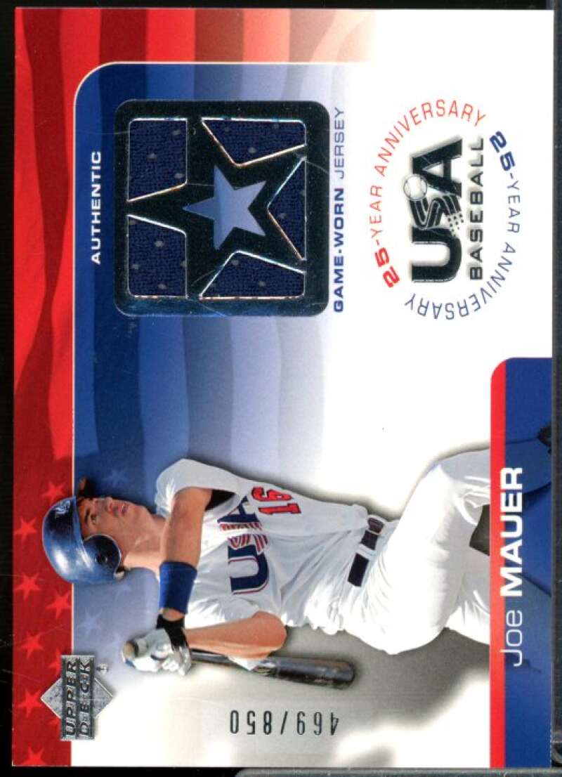 Joe Mauer/850 Card 2004 USA Baseball 25th Anniversary Game Jersey #JM  Image 1