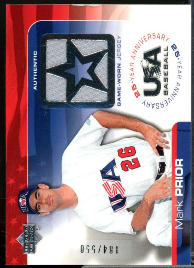 Mark Prior/550 Card 2004 USA Baseball 25th Anniversary Game Jersey #MP  Image 1