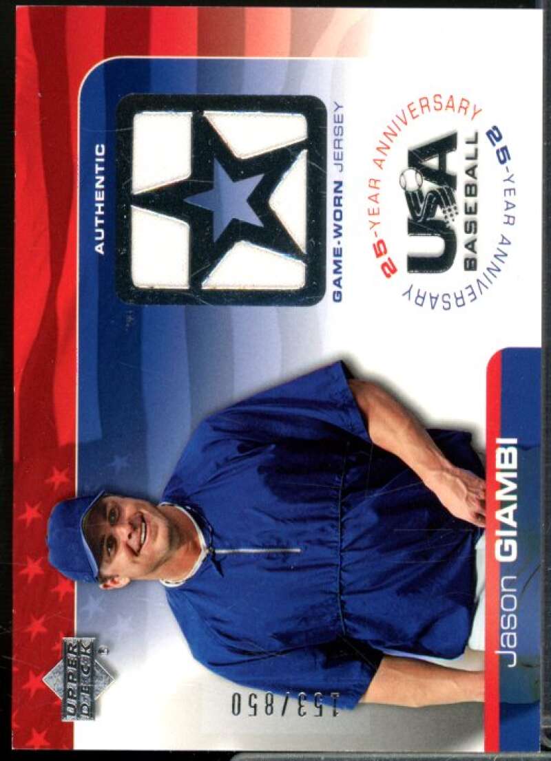 Jason Giambi/850 Card 2004 USA Baseball 25th Anniversary Game Jersey #JG  Image 1