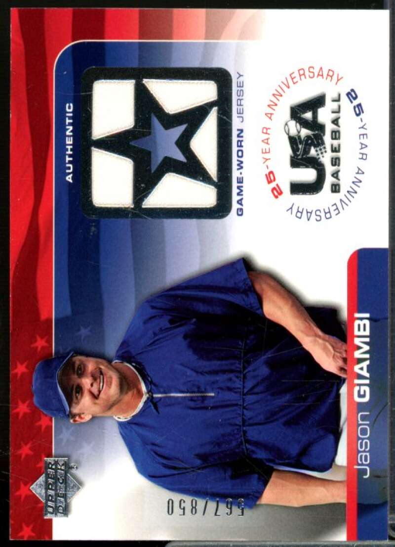 Jason Giambi/850 Card 2004 USA Baseball 25th Anniversary Game Jersey #JG  Image 1