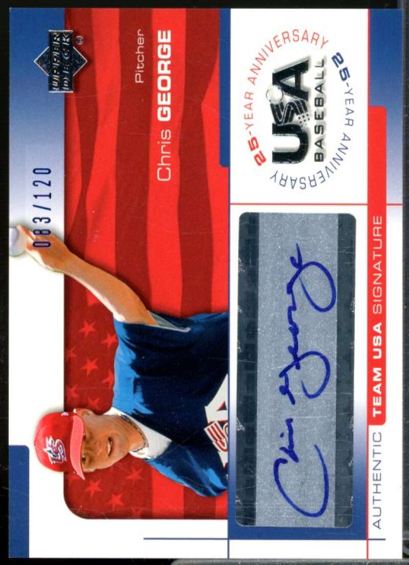 Chris George/120 2004 USA Baseball 25th Anniversary Signatures Blue Ink #GEO  Image 1