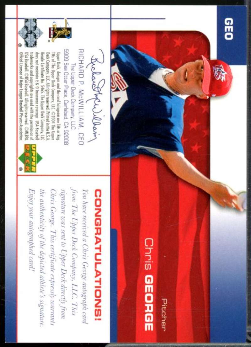 Chris George/120 2004 USA Baseball 25th Anniversary Signatures Blue Ink #GEO  Image 2