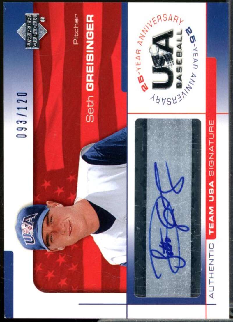 Seth Greisinger/120 2004 USA Baseball 25th Anniversary Signature Blue Ink #GREI  Image 1