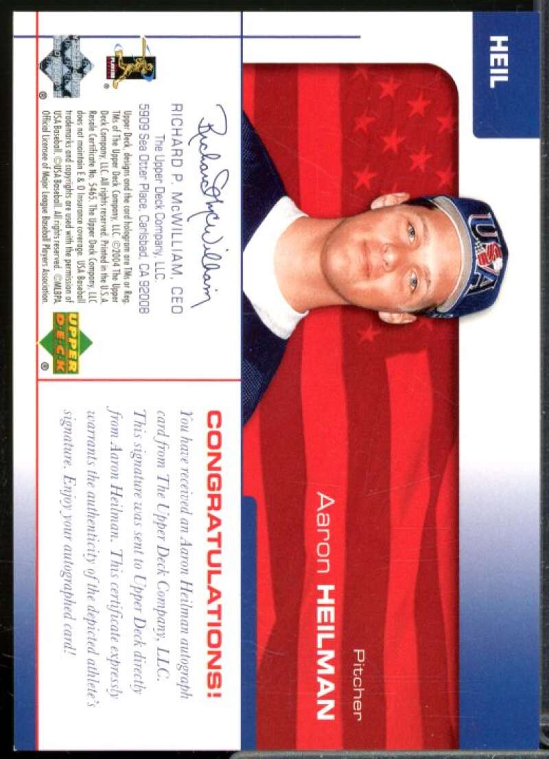 Aaron Heilman/350 2004 USA Baseball 25th Anniversary Signatures Black Ink #HEIL  Image 2