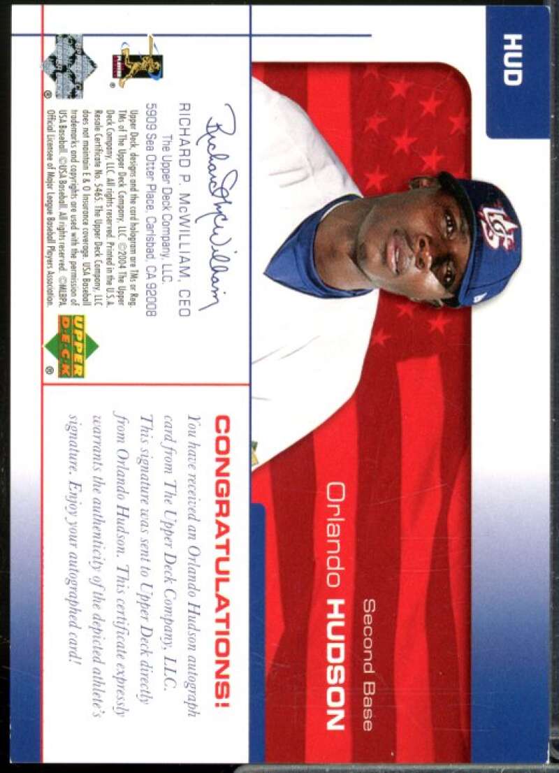 Orlando Hudson/360 2004 USA Baseball 25th Anniversary Signatures Black Ink #HUD  Image 2