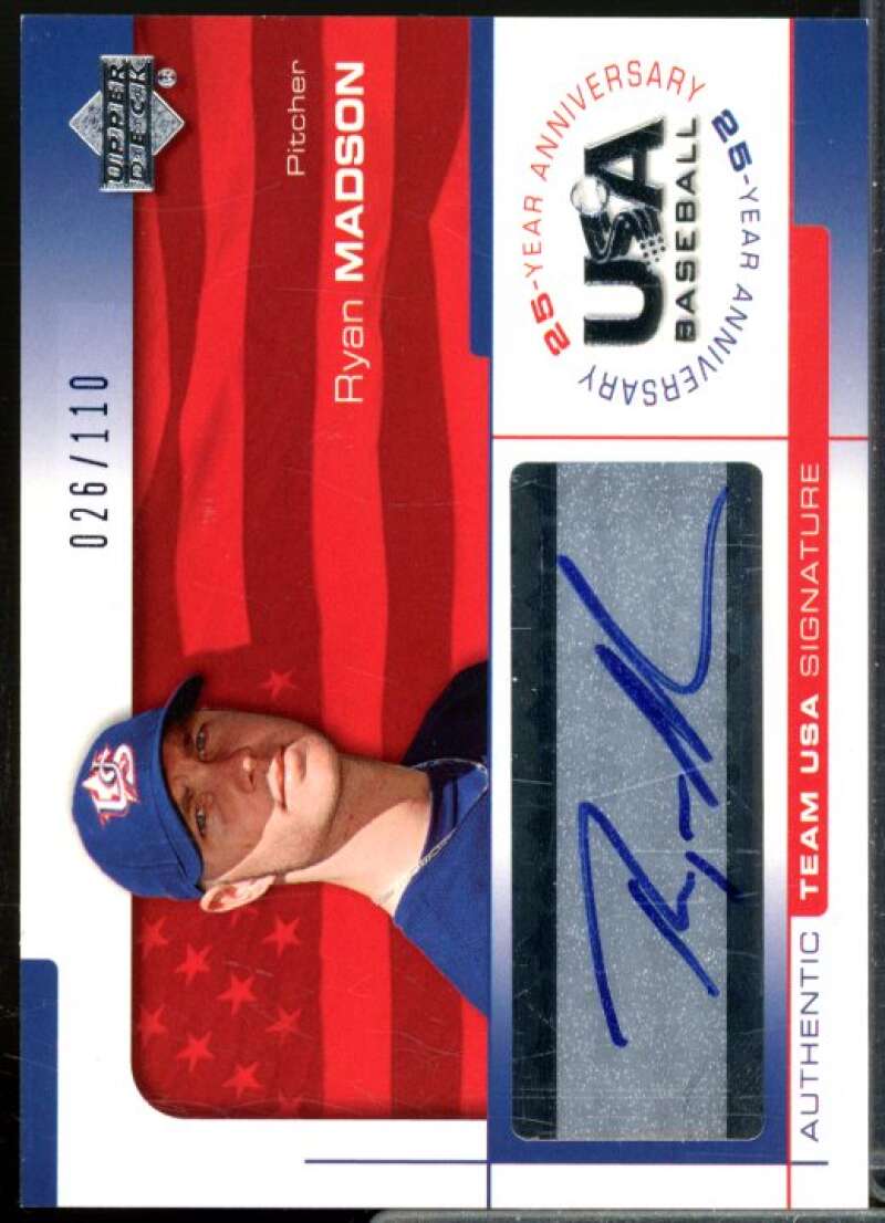 Ryan Madson/110 2004 USA Baseball 25th Anniversary Signatures Blue Ink #MAD  Image 1