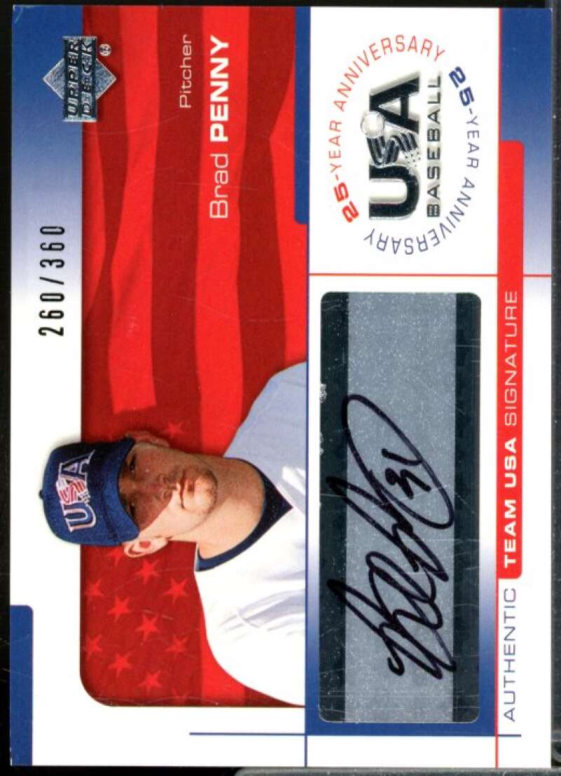 Brad Penny/360 2004 USA Baseball 25th Anniversary Signatures Black Ink #PEN  Image 1