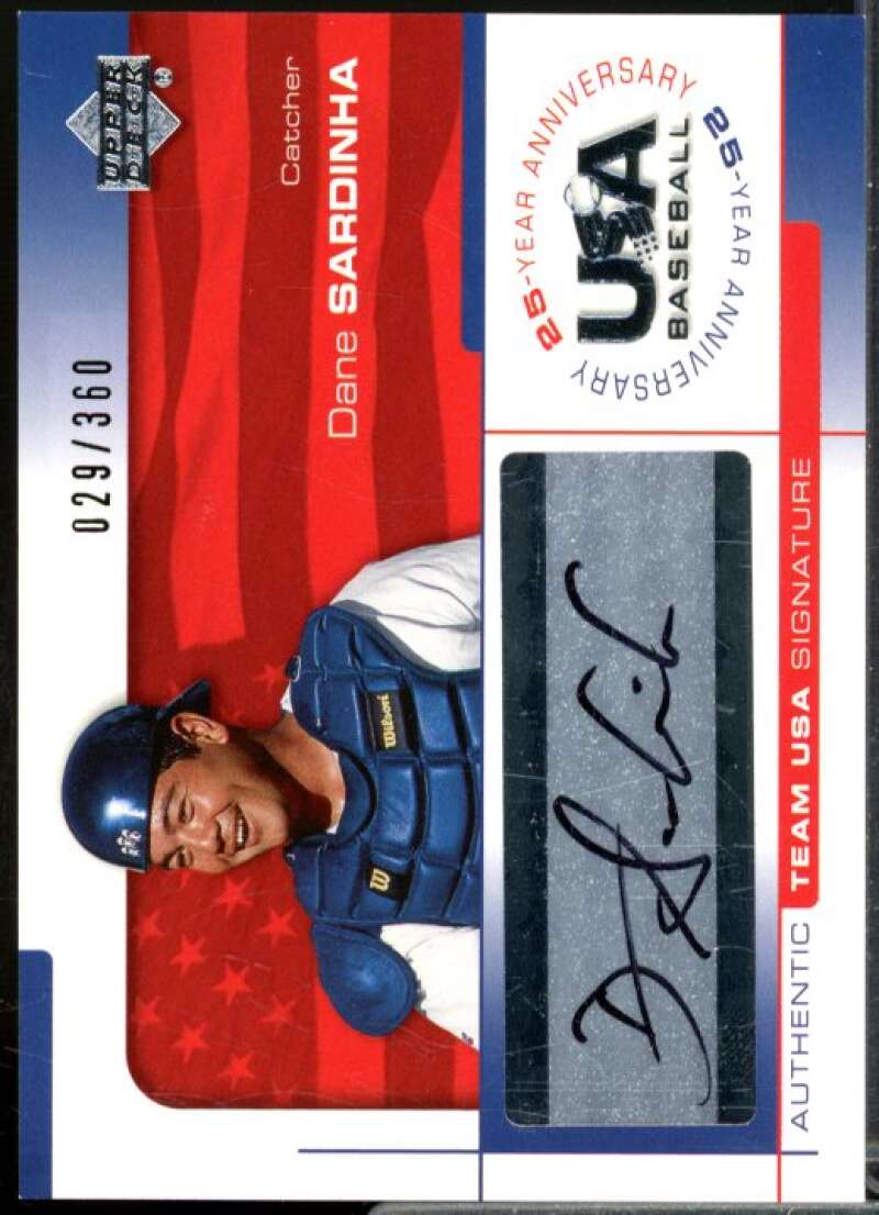 Dane Sardinha/360 2004 USA Baseball 25th Anniversary Signatures Black Ink #SAR  Image 1