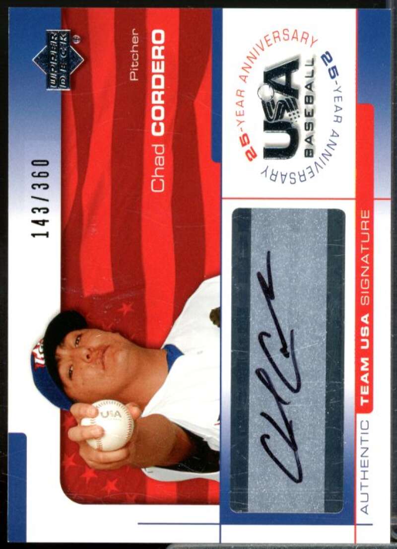 Chad Cordero/360 2004 USA Baseball 25th Anniversary Signatures Black Ink #COR  Image 1