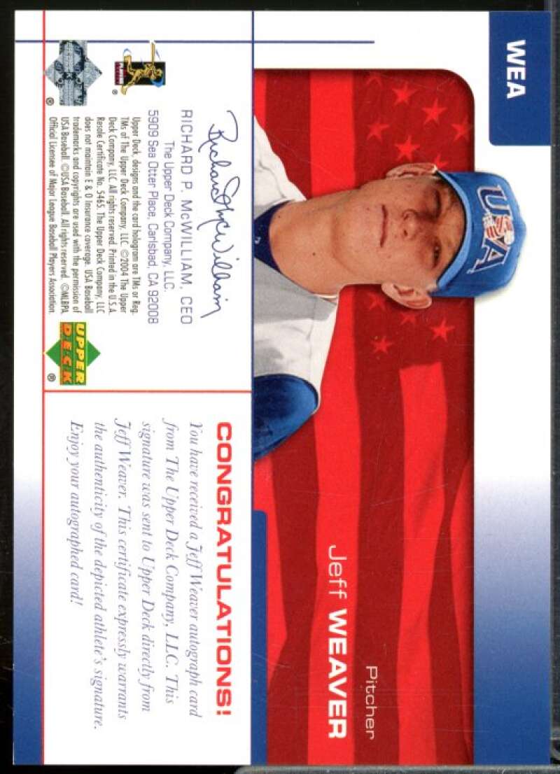 Jeff Weaver/360 2004 USA Baseball 25th Anniversary Signatures Black Ink #WEA  Image 2