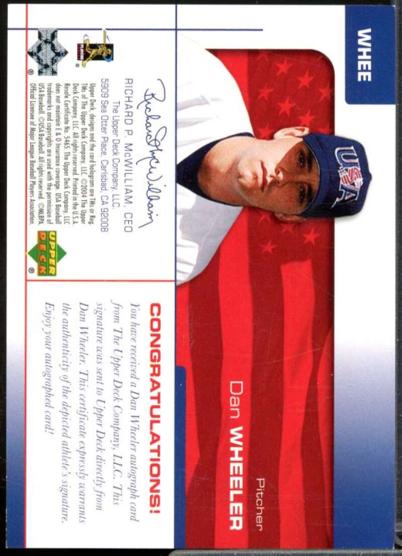 Dan Wheeler/360 2004 USA Baseball 25th Anniversary Signatures Black Ink #WHEE  Image 2